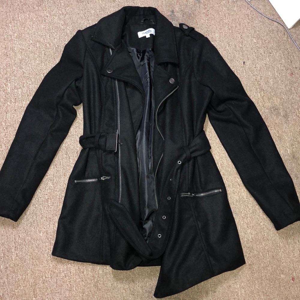 💕 NWOT Charlotte Russe Moto Trench Coat 💞 - Picture 3 of 8